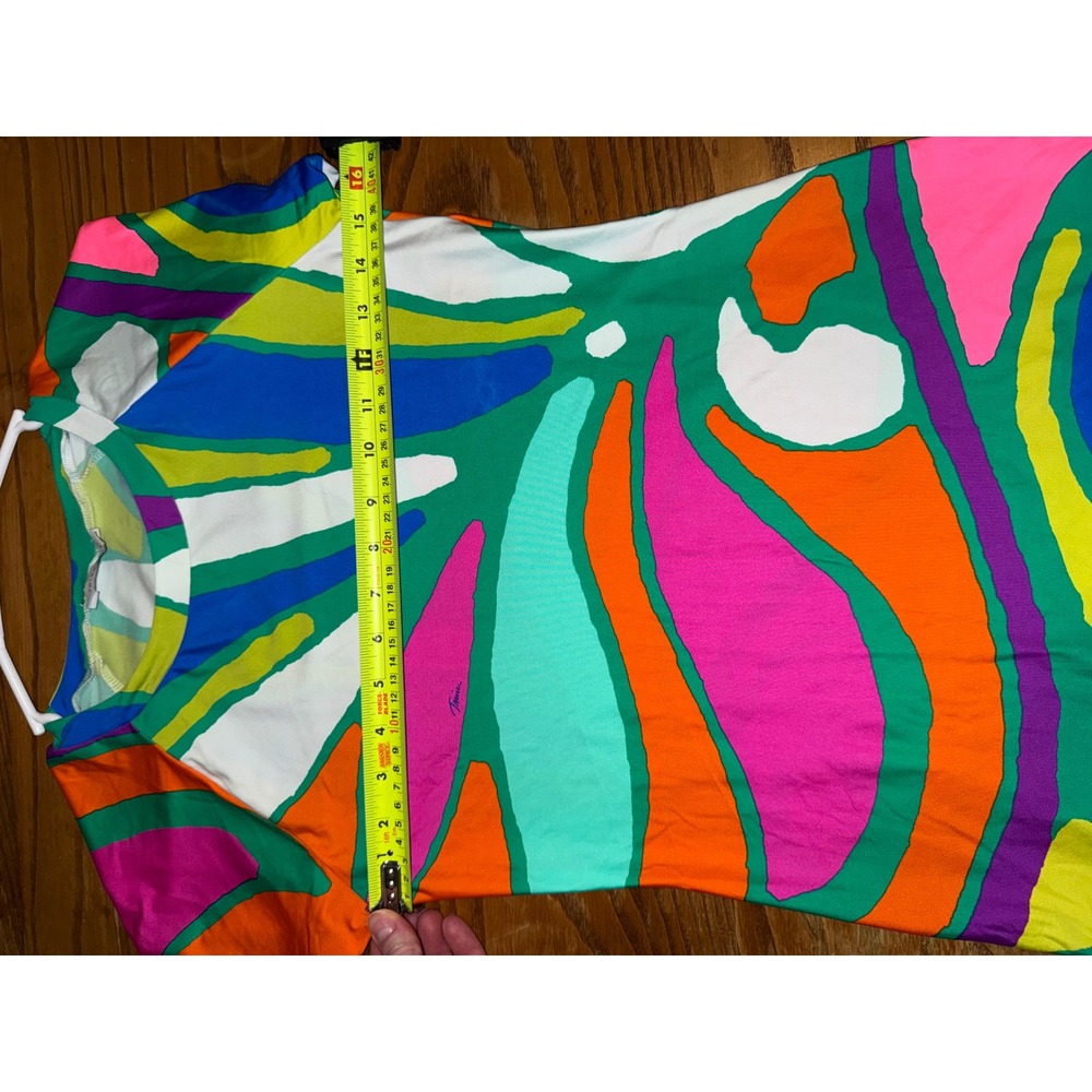 Trina Turk Womens Multi Color Abstract Print Short Sleeve Rash Guard Swim Top - Picture 6 of 7